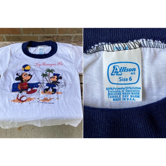 Lot of 4 80s Kid's Ringer T-shirt Polo Shirt Izod Lacoste Mickey Minnie Mouse - Picture 4 of 5